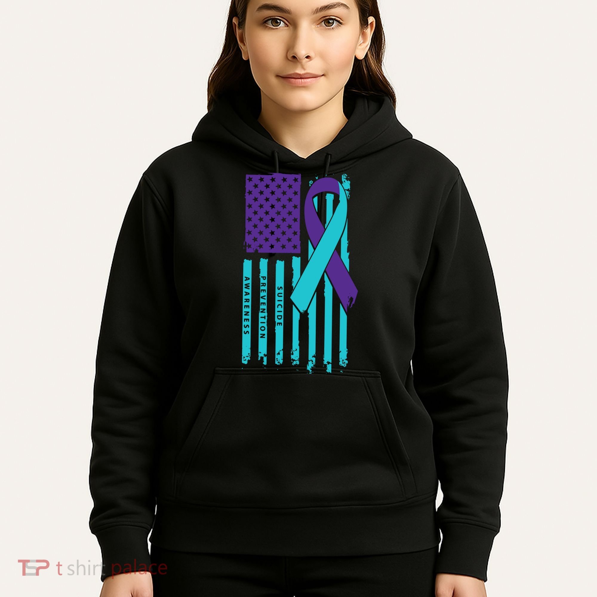 American Flag Ribbon Suicide Awareness Hoodie