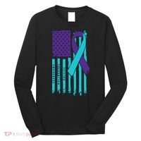 American Flag Ribbon Suicide Awareness Long Sleeve Shirt thumb 0