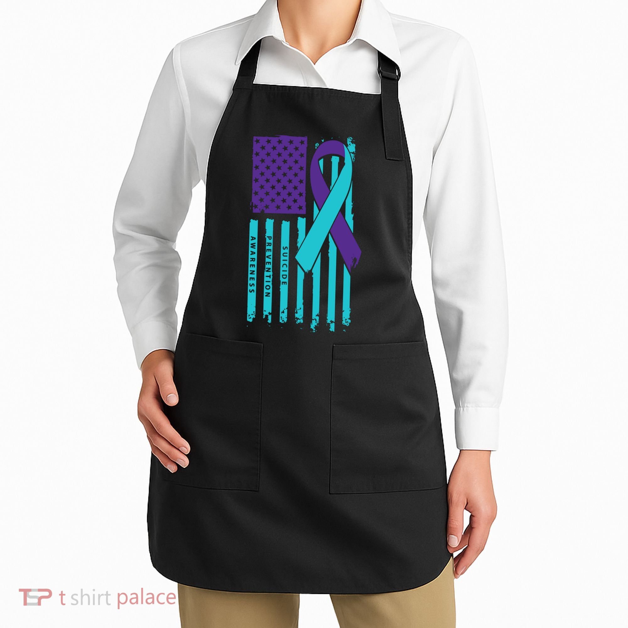 American Flag Ribbon Suicide Awareness Apron
