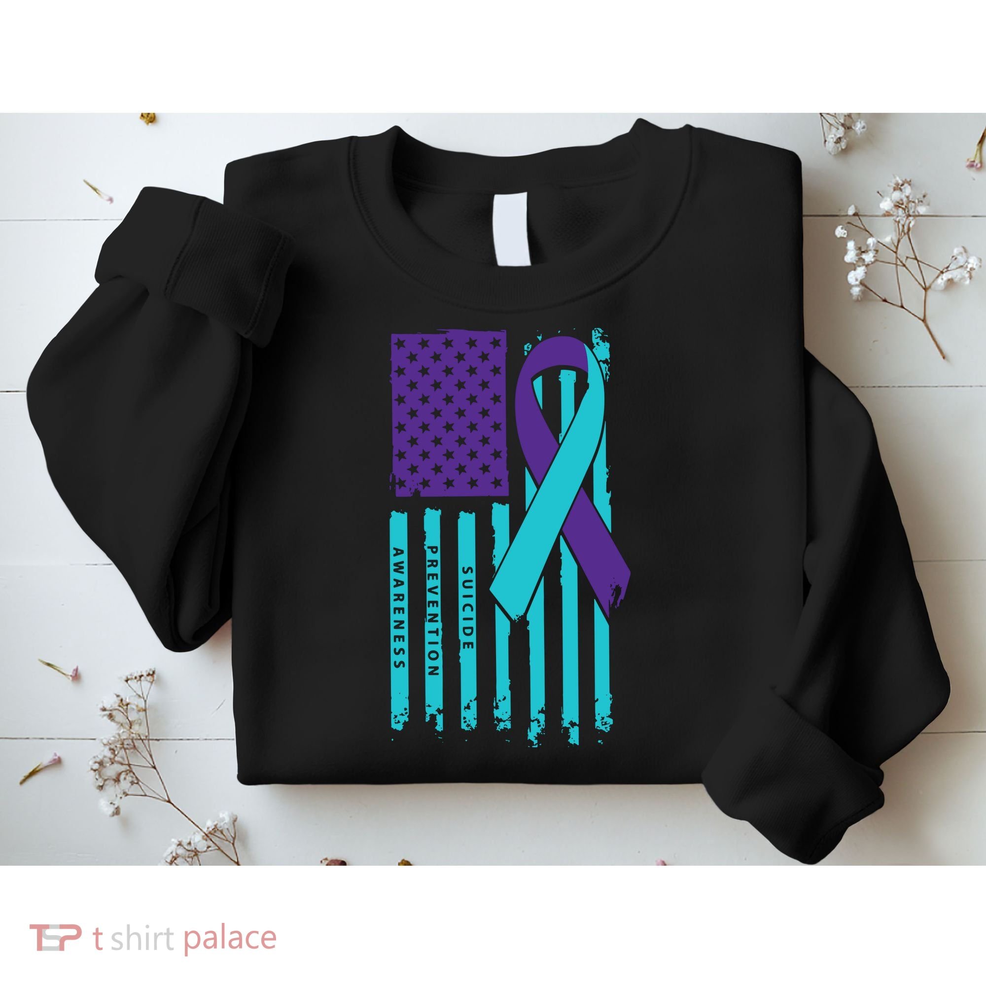 American Flag Ribbon Suicide Awareness Sweatshirt
