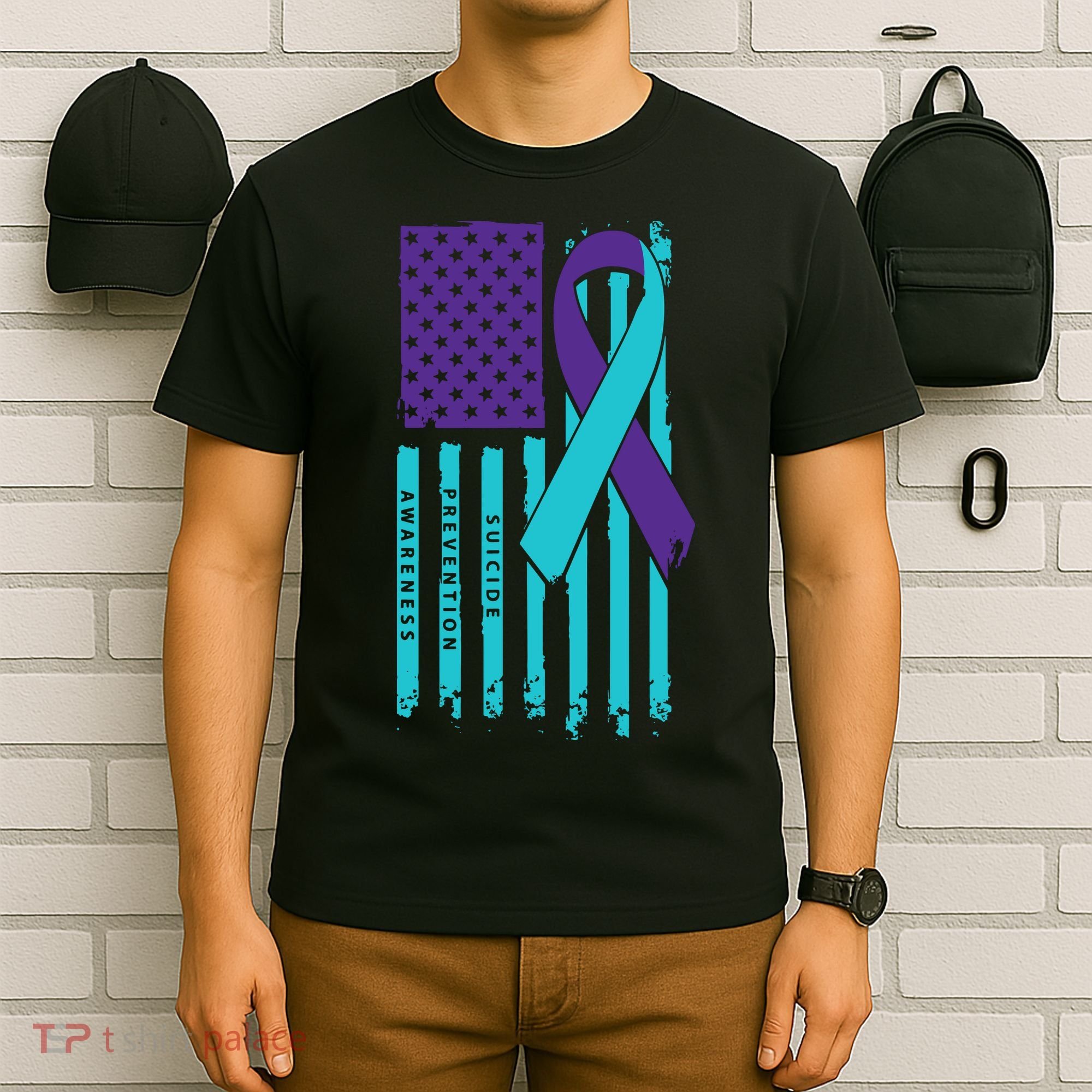 American Flag Ribbon Suicide Awareness T-Shirt