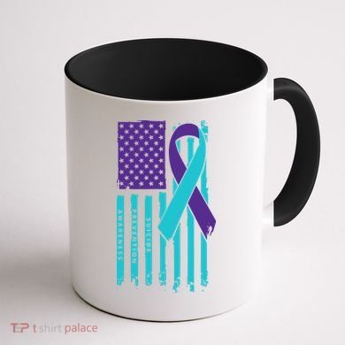American Flag Ribbon Suicide Awareness Coffee Mug back