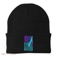 American Flag Ribbon Suicide Awareness Beanie thumb 0