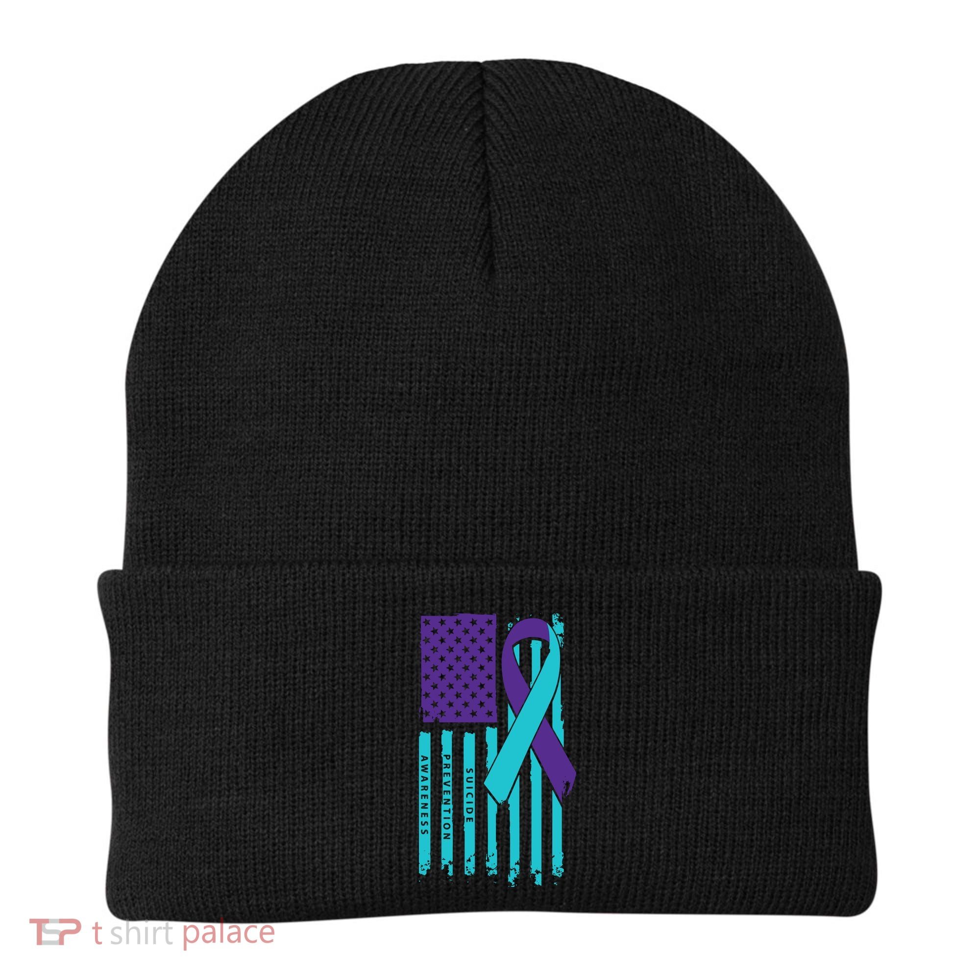 American Flag Ribbon Suicide Awareness Beanie