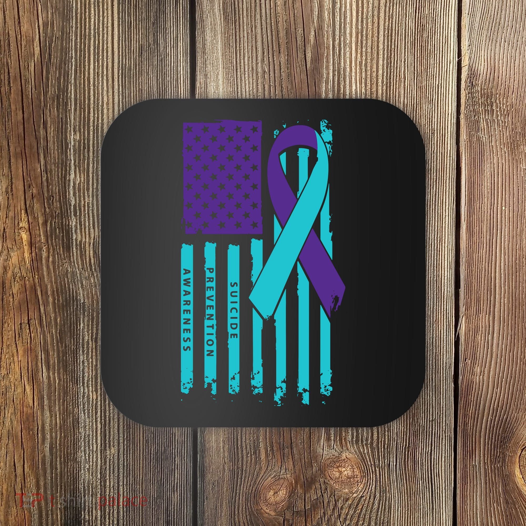 American Flag Ribbon Suicide Awareness Coaster