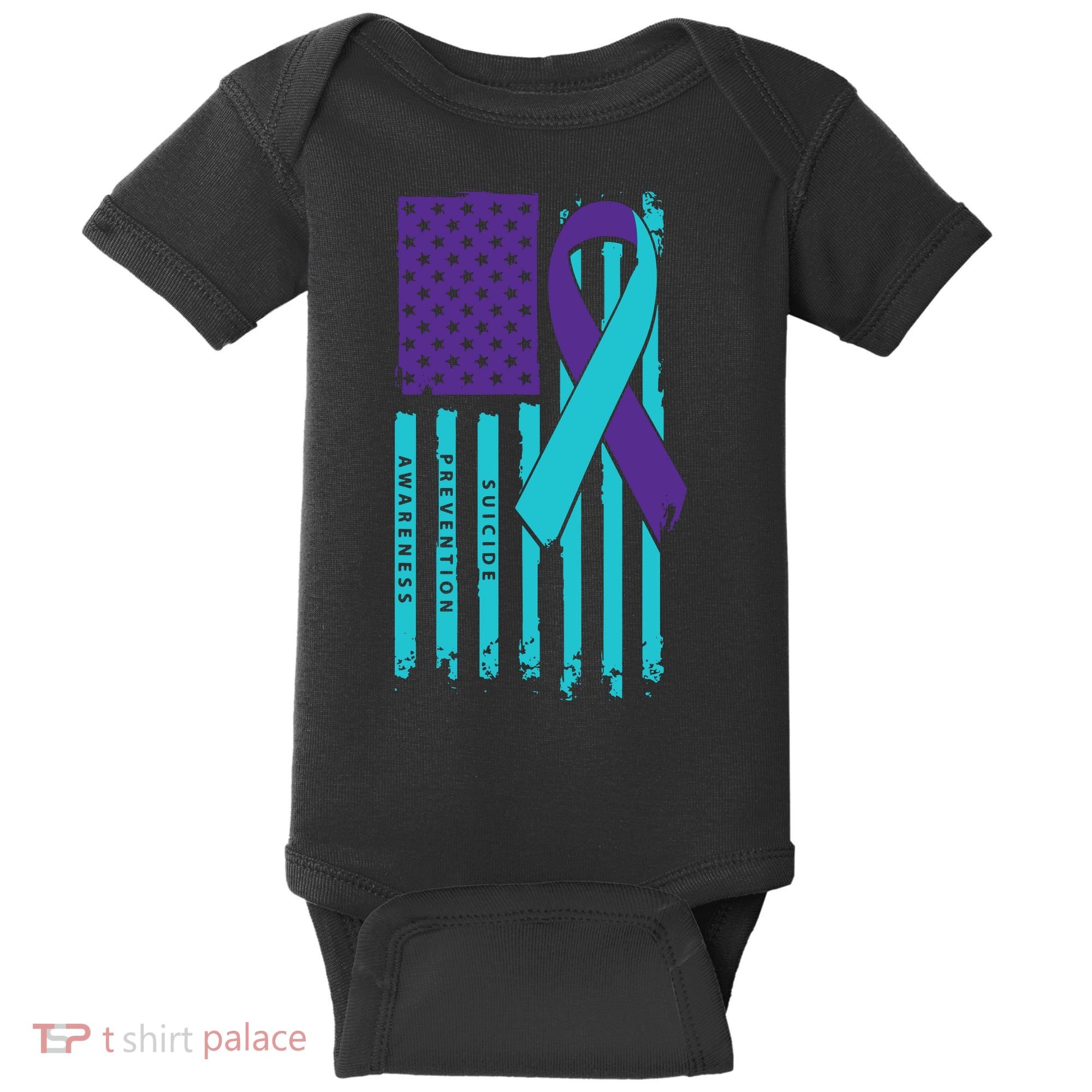 American Flag Ribbon Suicide Awareness Baby Bodysuit
