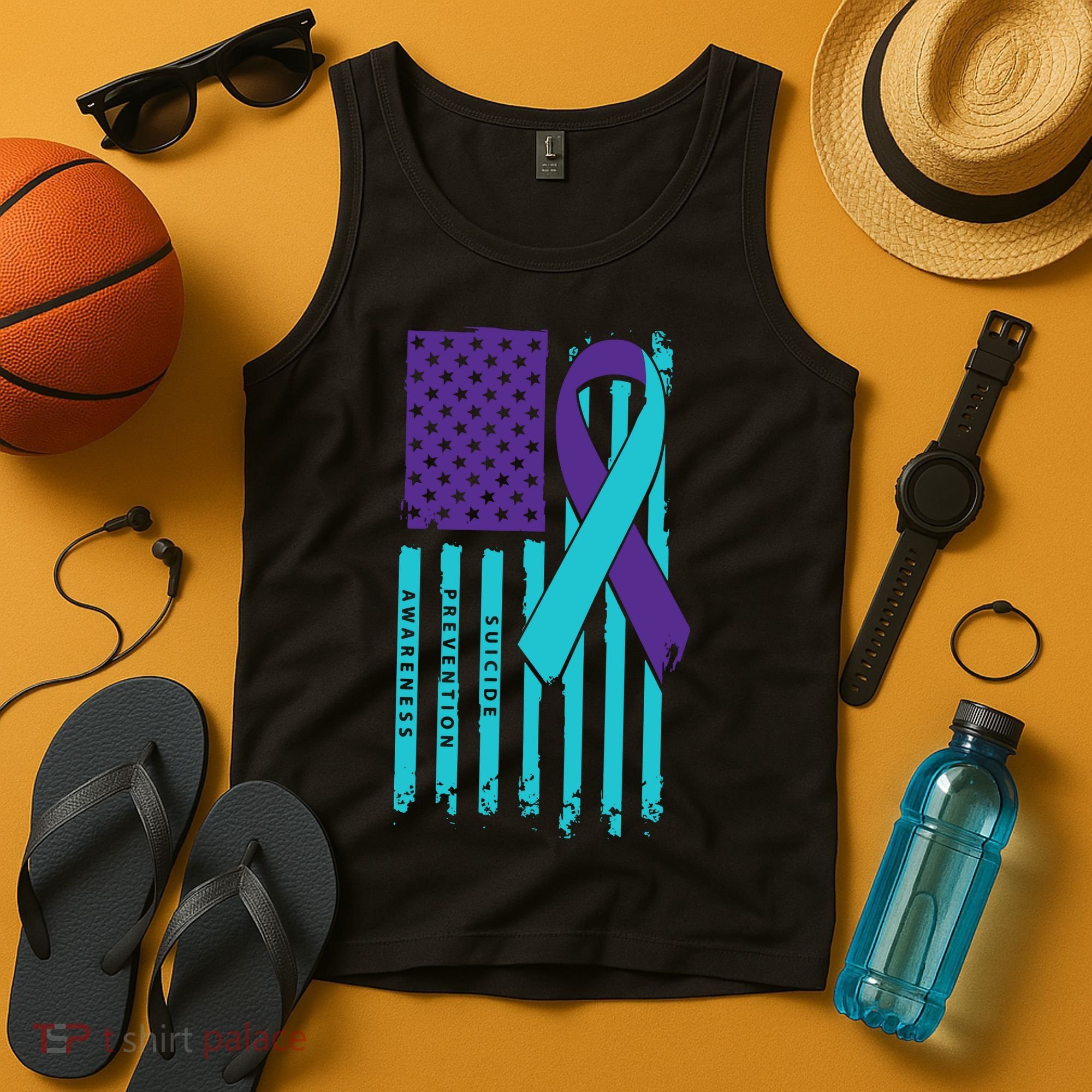 American Flag Ribbon Suicide Awareness Tank Top