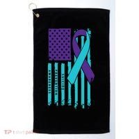 American Flag Ribbon Suicide Awareness Golf Towel thumb 0