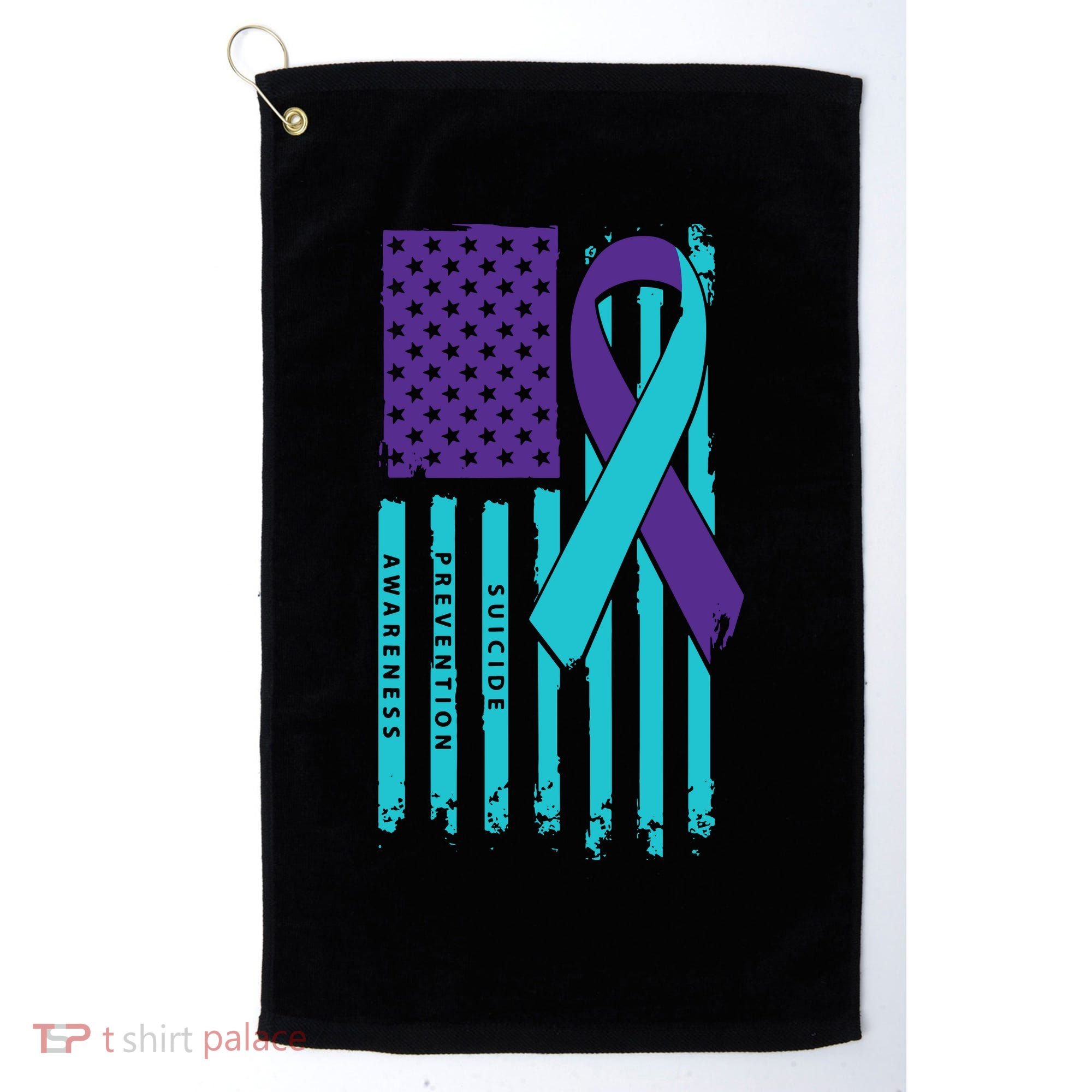 American Flag Ribbon Suicide Awareness Golf Towel