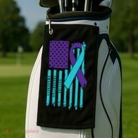 American Flag Ribbon Suicide Awareness Golf Towel thumb 2