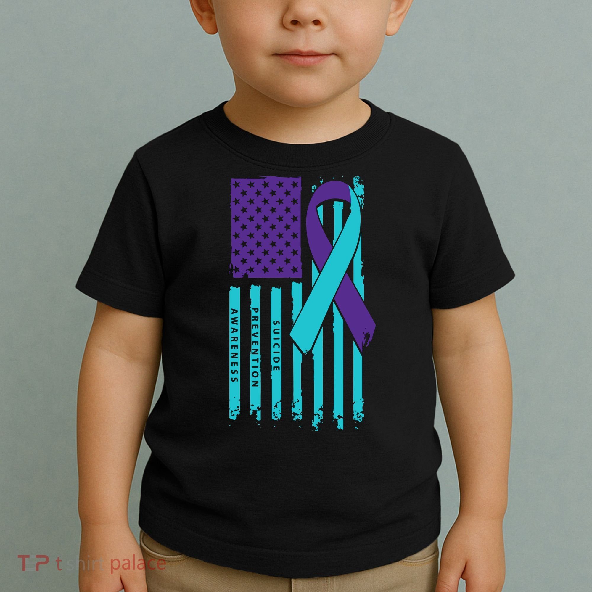 American Flag Ribbon Suicide Awareness Toddler T-Shirt