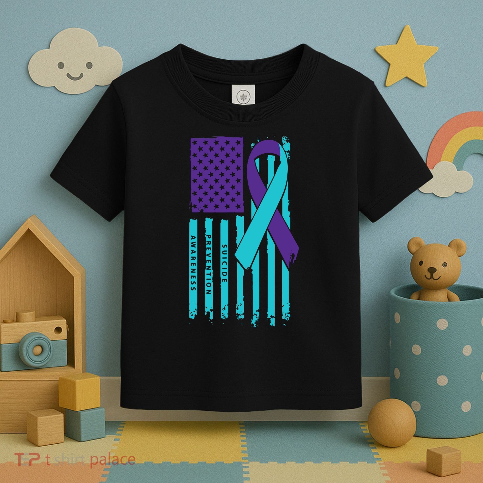 American Flag Ribbon Suicide Awareness Toddler T-Shirt