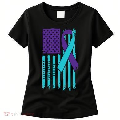 American Flag Ribbon Suicide Awareness Women's T-Shirt