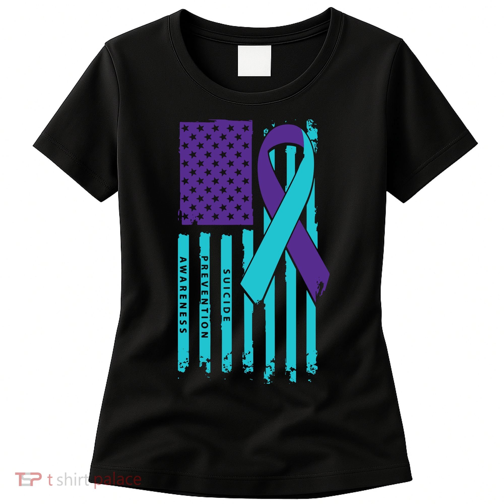 American Flag Ribbon Suicide Awareness Women's T-Shirt
