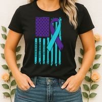 American Flag Ribbon Suicide Awareness Women's T-Shirt thumb 2