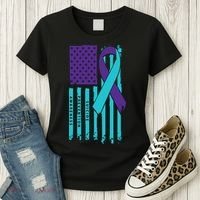 American Flag Ribbon Suicide Awareness Women's T-Shirt thumb 3