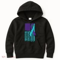 American Flag Ribbon Suicide Awareness Kids Hoodie thumb 0