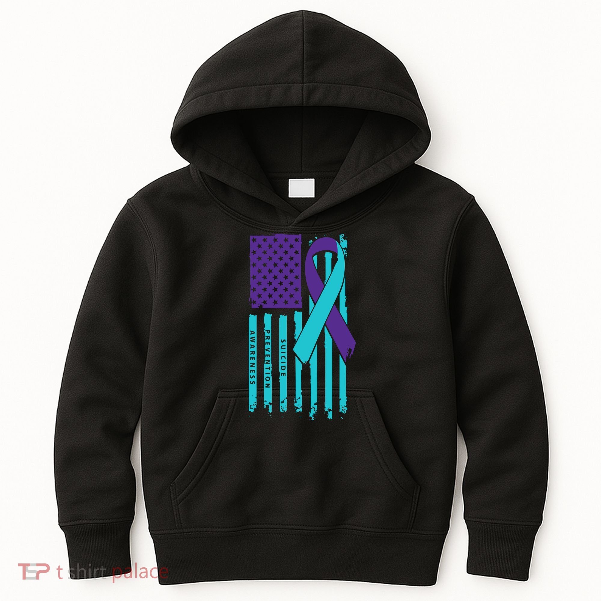 American Flag Ribbon Suicide Awareness Kids Hoodie