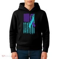 American Flag Ribbon Suicide Awareness Kids Hoodie thumb 4