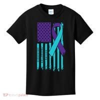 American Flag Ribbon Suicide Awareness Kids T-Shirt thumb 0