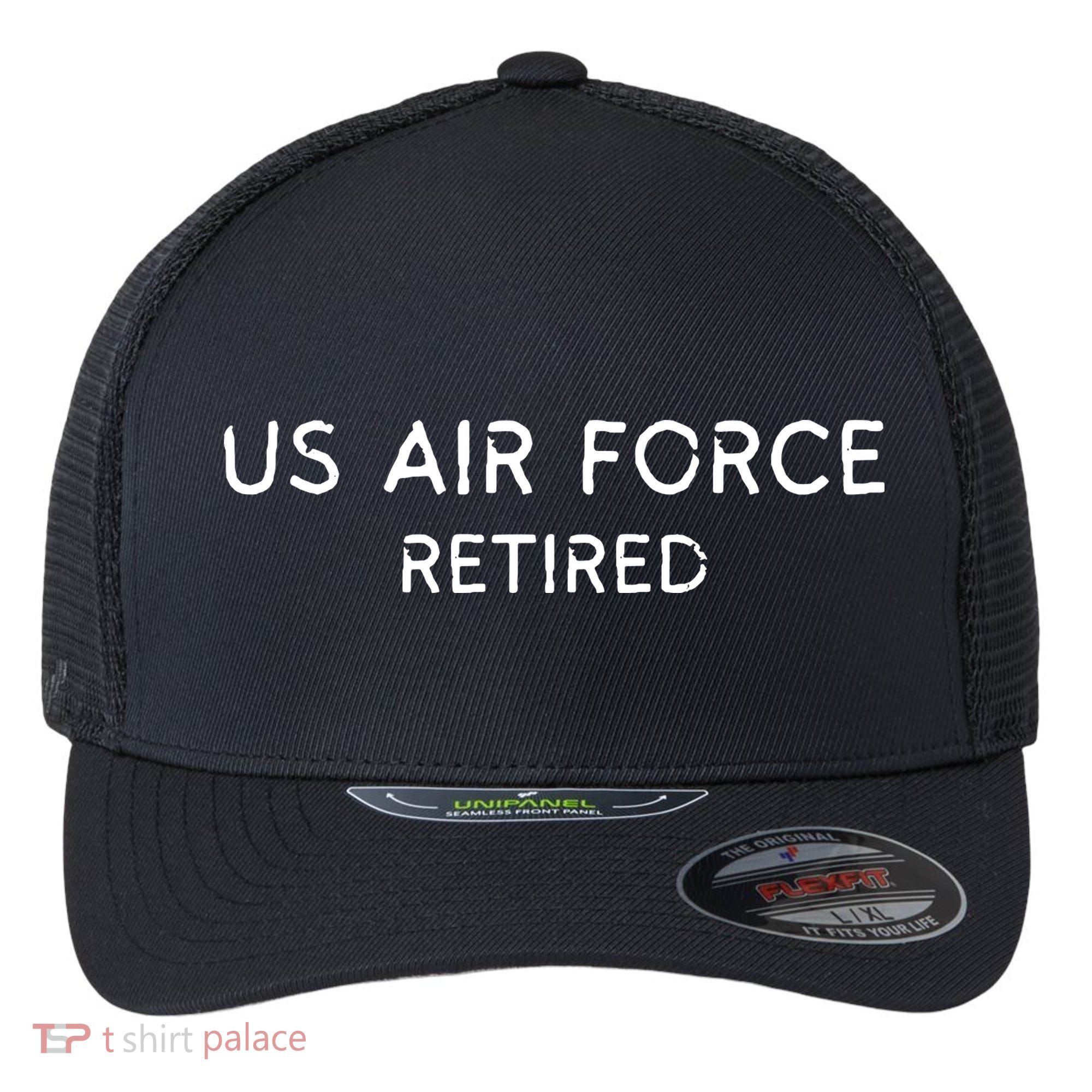 Air Force Retired Retirement Gift Flexfit Unipanel Trucker Cap