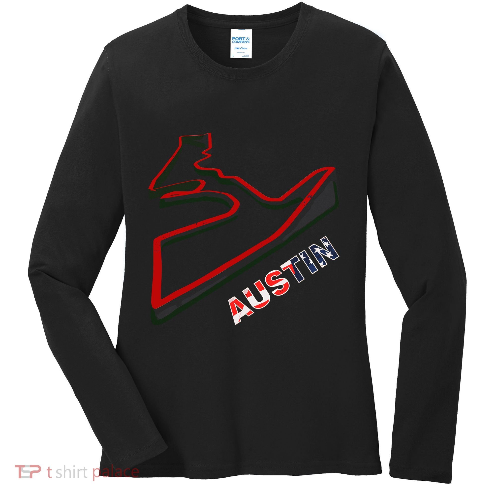 Austin Formula Racing Track Circuit Map For Fans Women's Long Sleeve Shirt