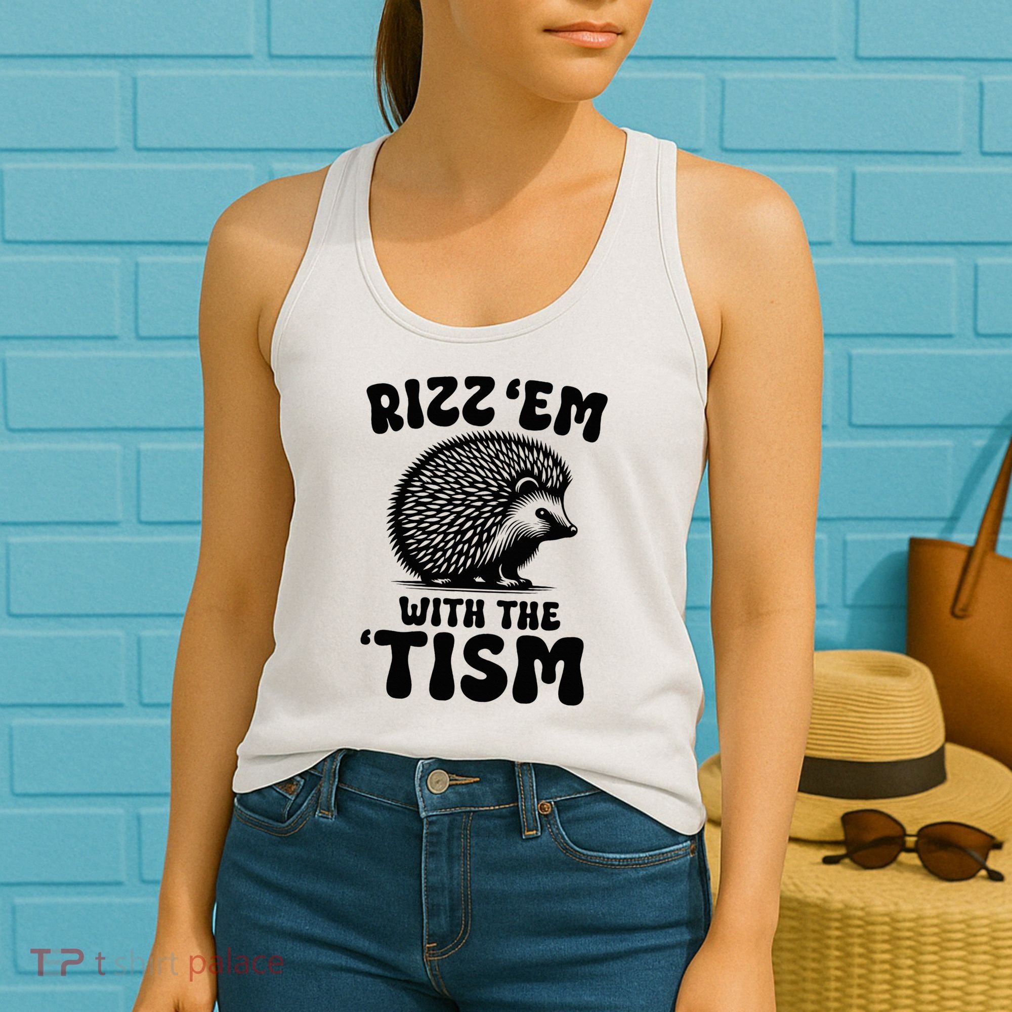 Autism Funny Rizz Em With The Tism Meme Autistic Hodgehog Women's Tank Top