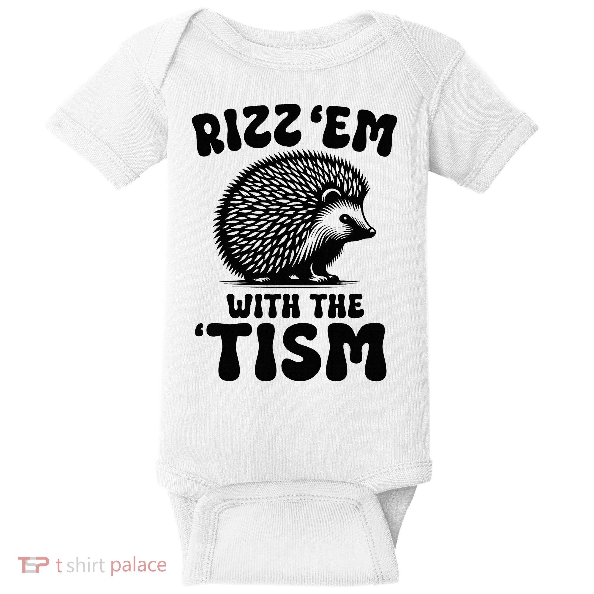 Autism Funny Rizz Em With The Tism Meme Autistic Hodgehog Baby Bodysuit