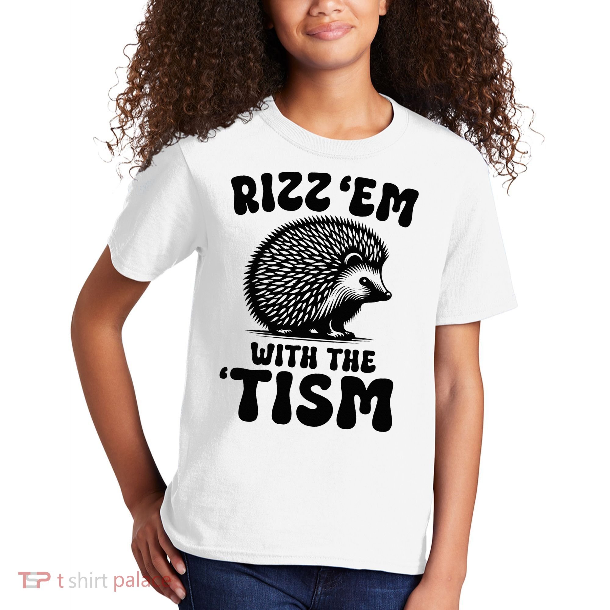 Autism Funny Rizz Em With The Tism Meme Autistic Hodgehog Kids T-Shirt