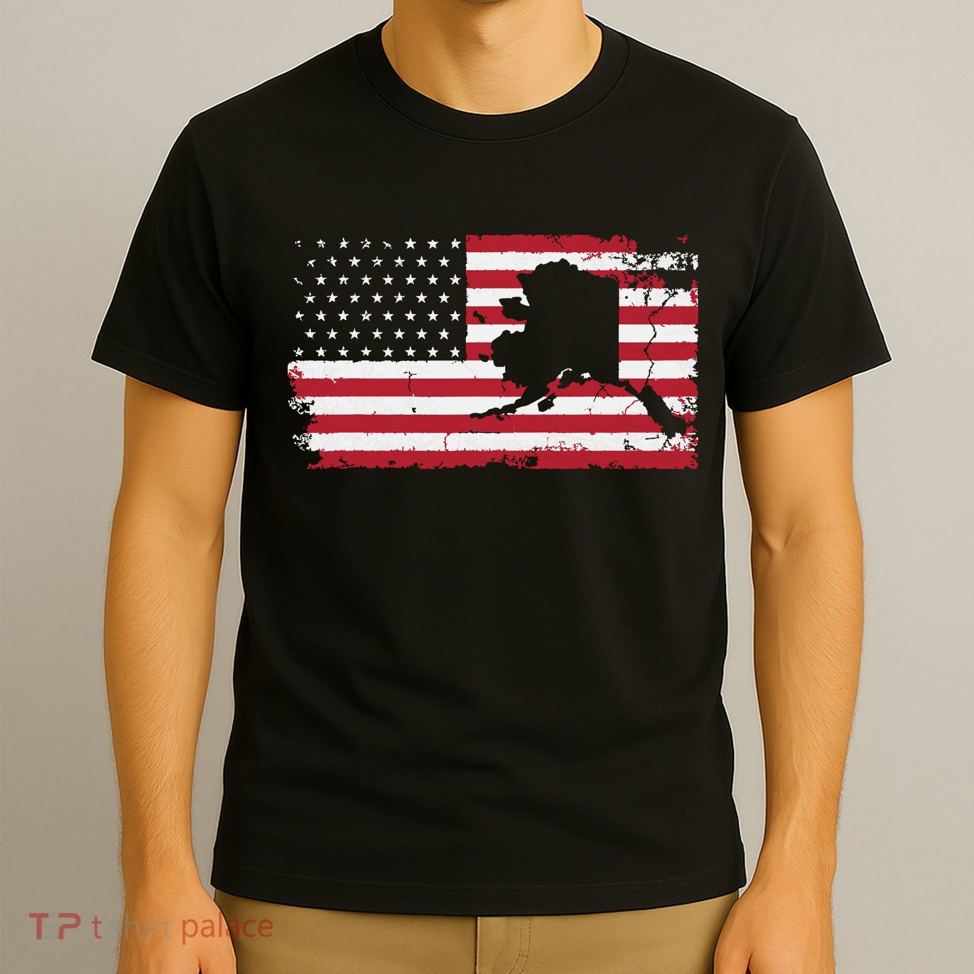 American Flag Retro Alaska 4th Of July Vintage Gift Usa T-Shirt