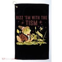 Autism Funny Rizz Em With The Tism Meme Autistic Frog Funny Gift Golf Towel thumb 0