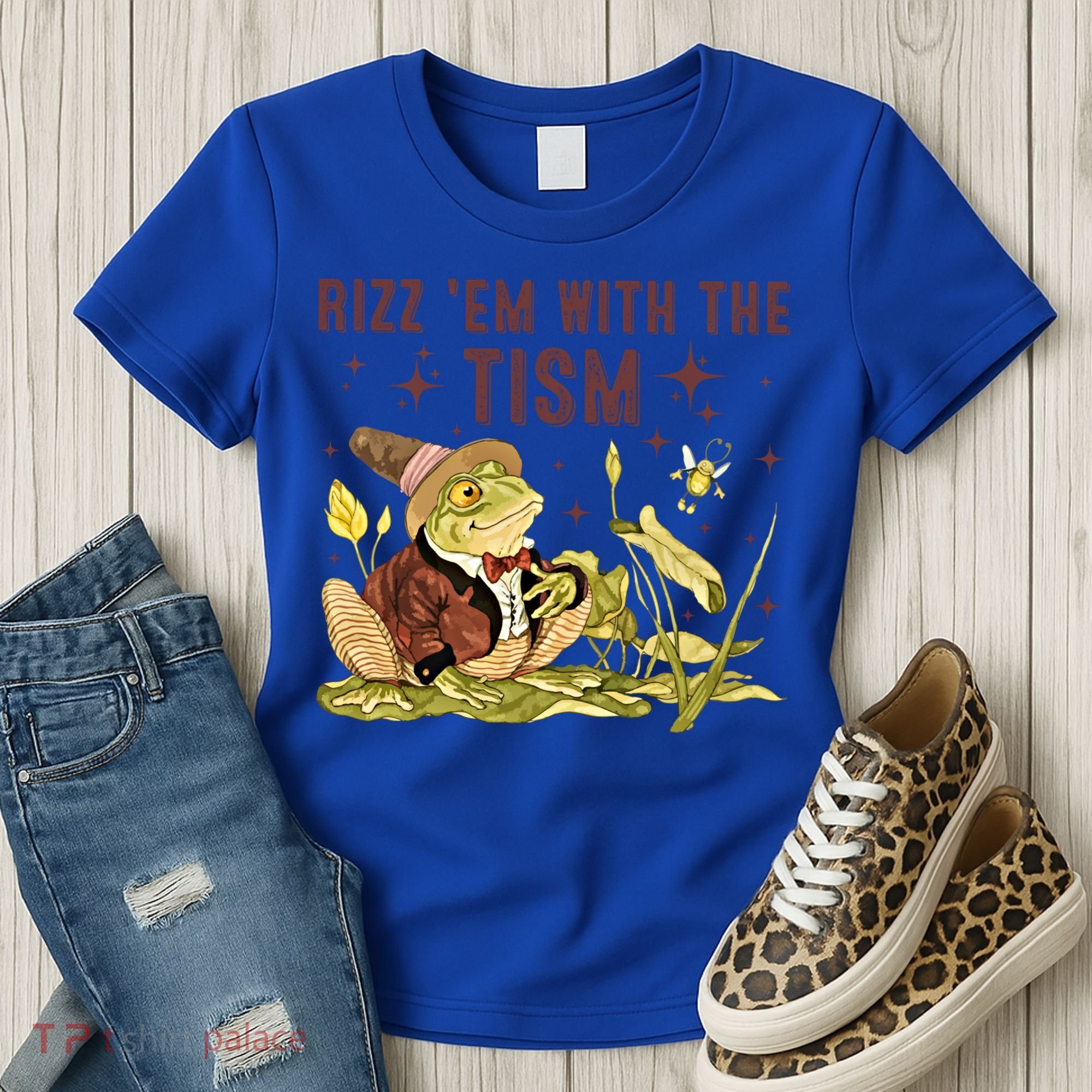 Autism Funny Rizz Em With The Tism Meme Autistic Frog Funny Gift Women's T-Shirt