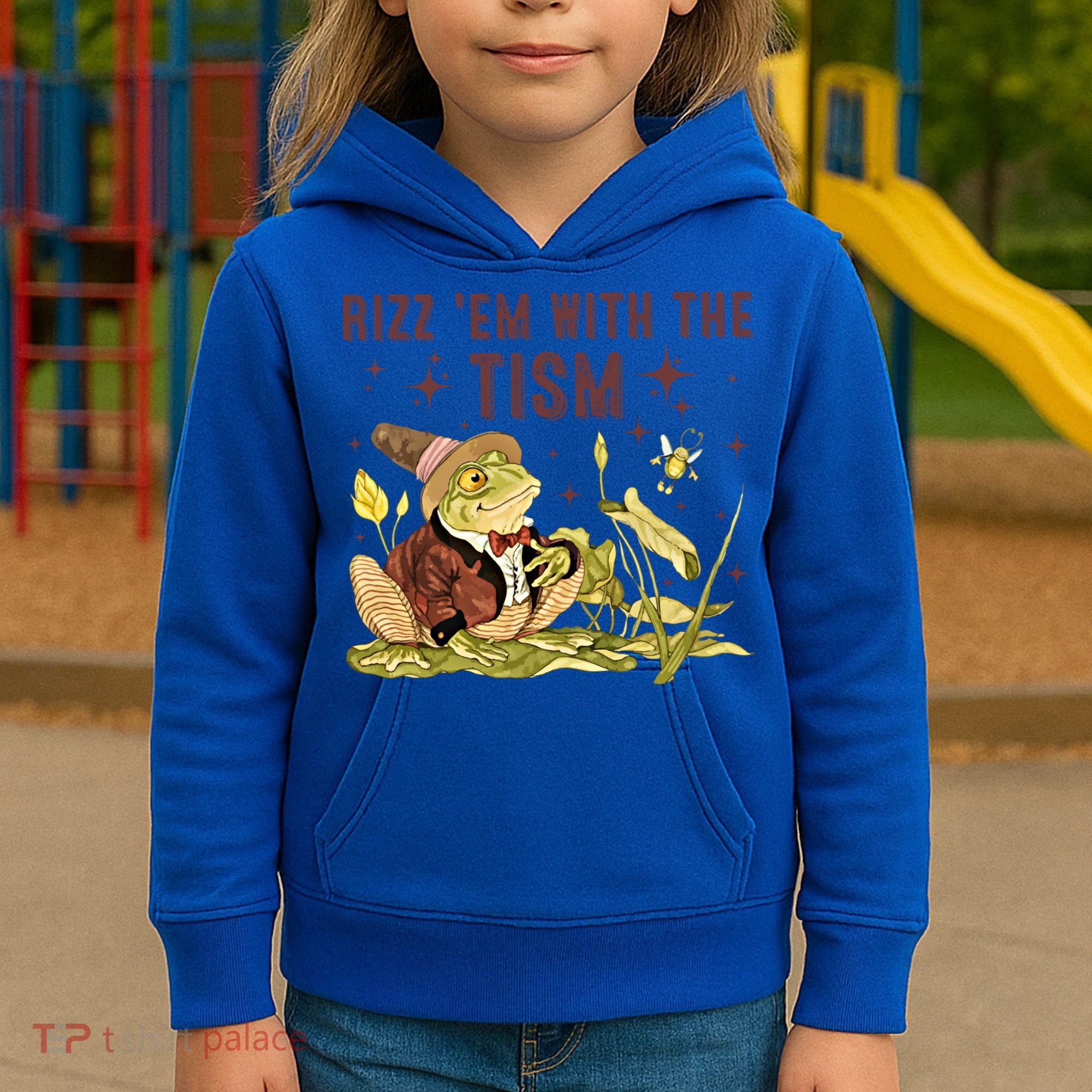 Autism Funny Rizz Em With The Tism Meme Autistic Frog Funny Gift Kids Hoodie