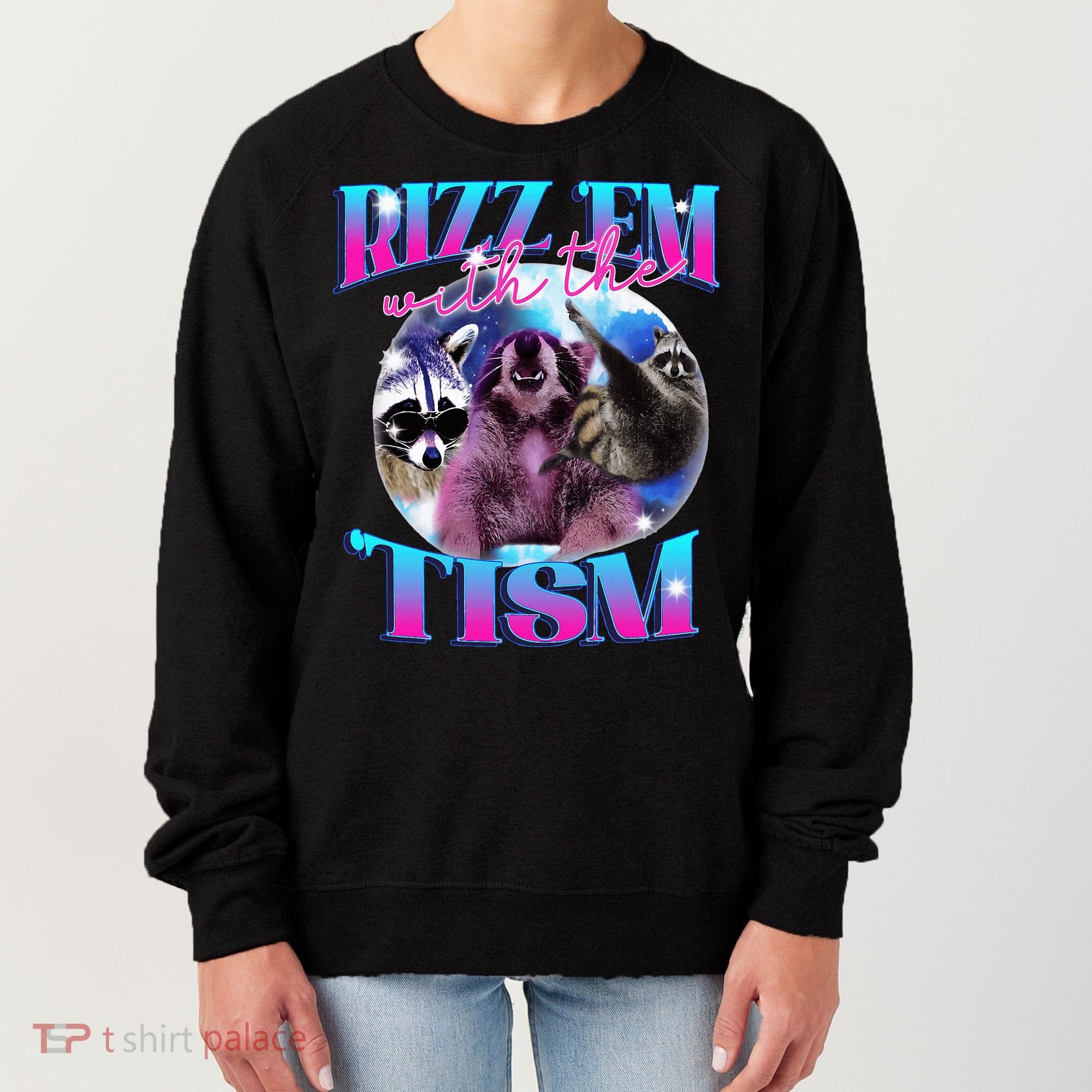 Autism Funny Rizz Em With The Tism Meme Autistic Opossum Women's Sweatshirt