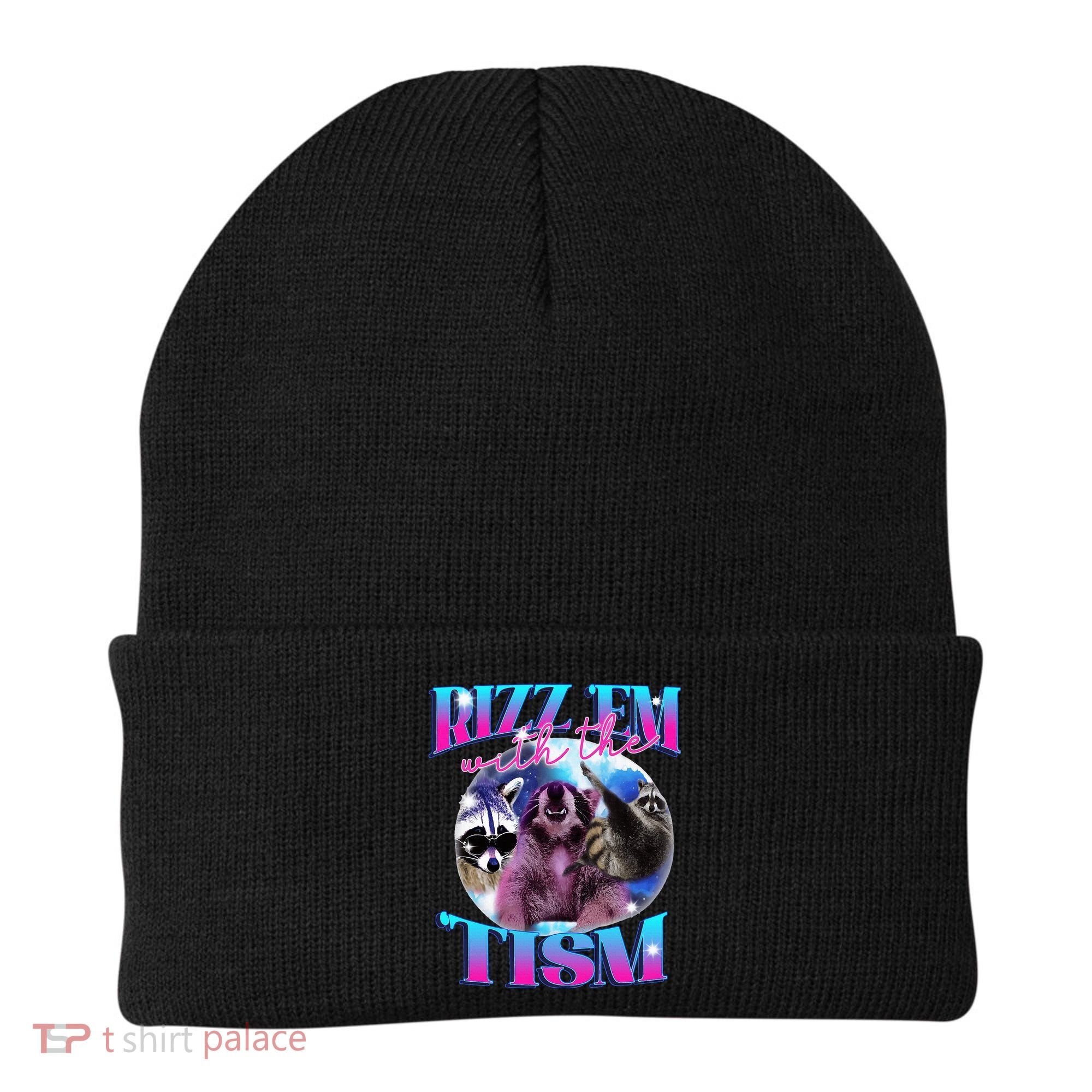 Autism Funny Rizz Em With The Tism Meme Autistic Opossum Beanie