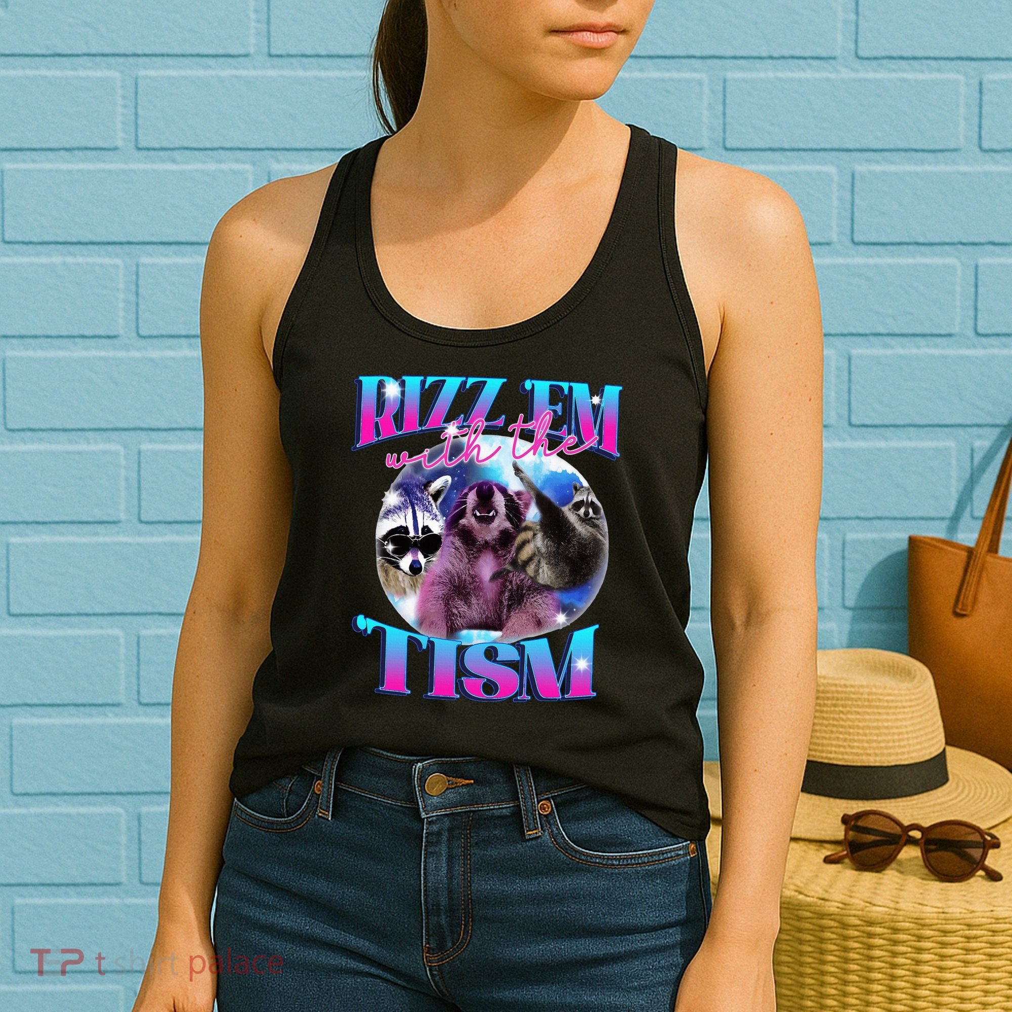 Autism Funny Rizz Em With The Tism Meme Autistic Opossum Women's Tank Top