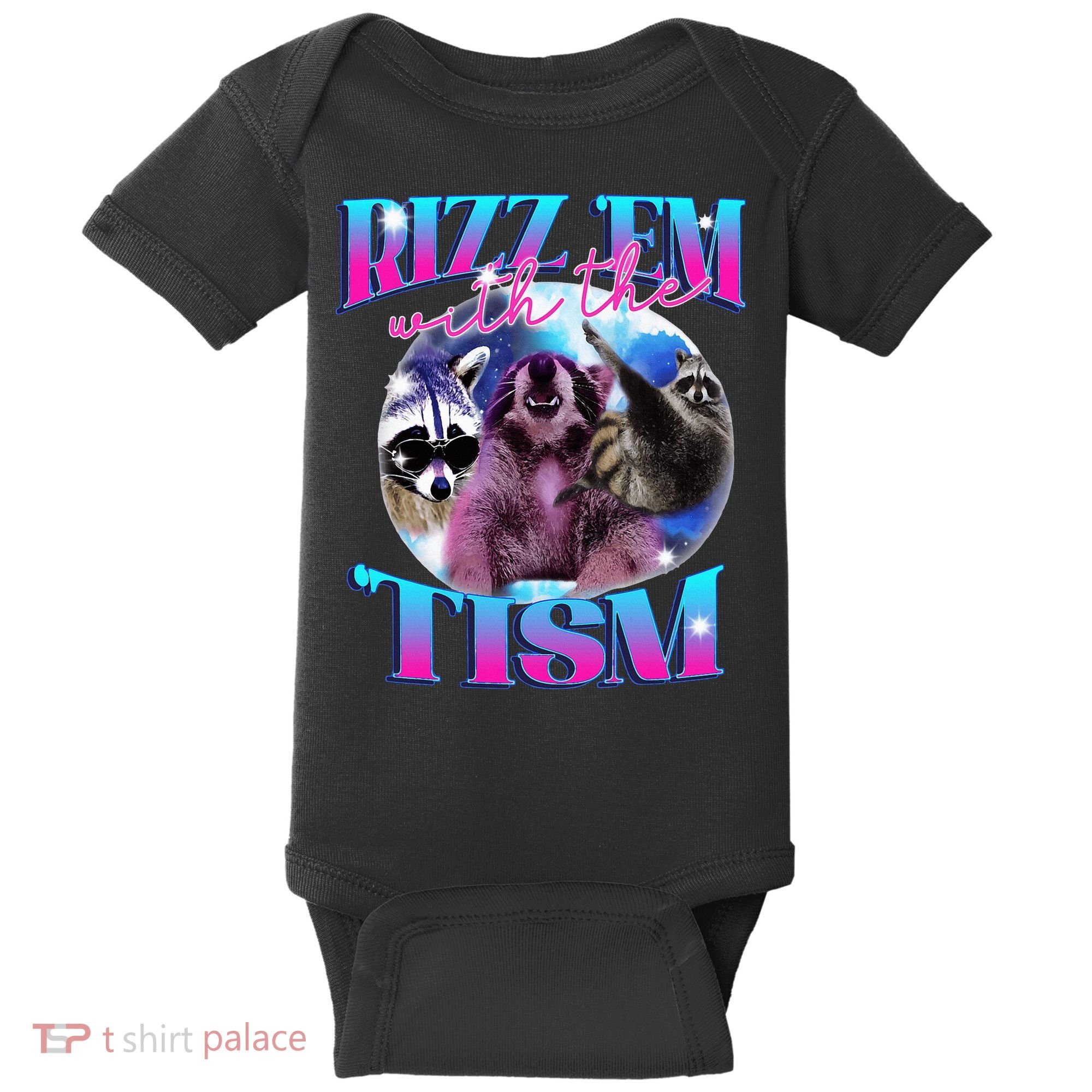 Autism Funny Rizz Em With The Tism Meme Autistic Opossum Baby Bodysuit