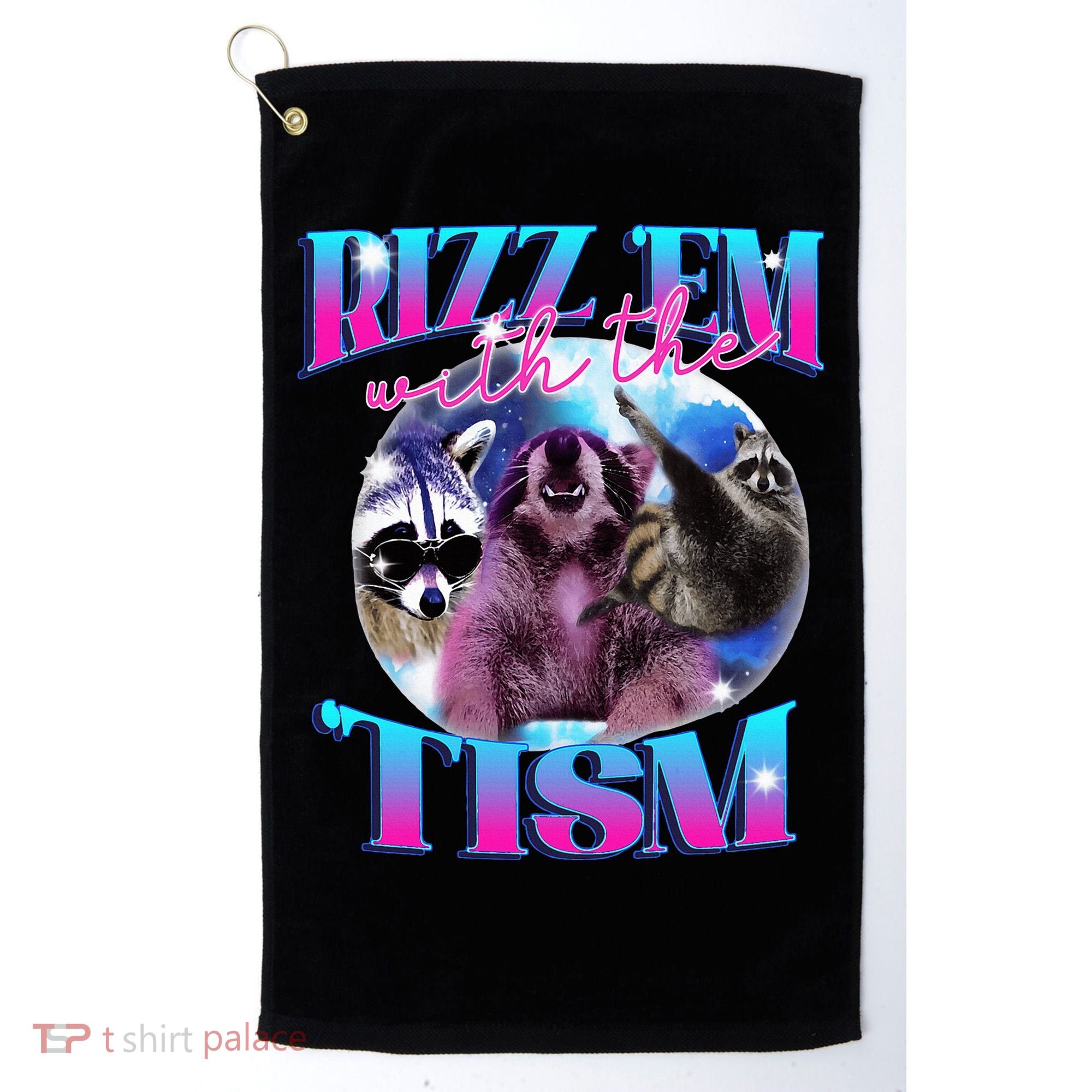 Autism Funny Rizz Em With The Tism Meme Autistic Opossum Golf Towel