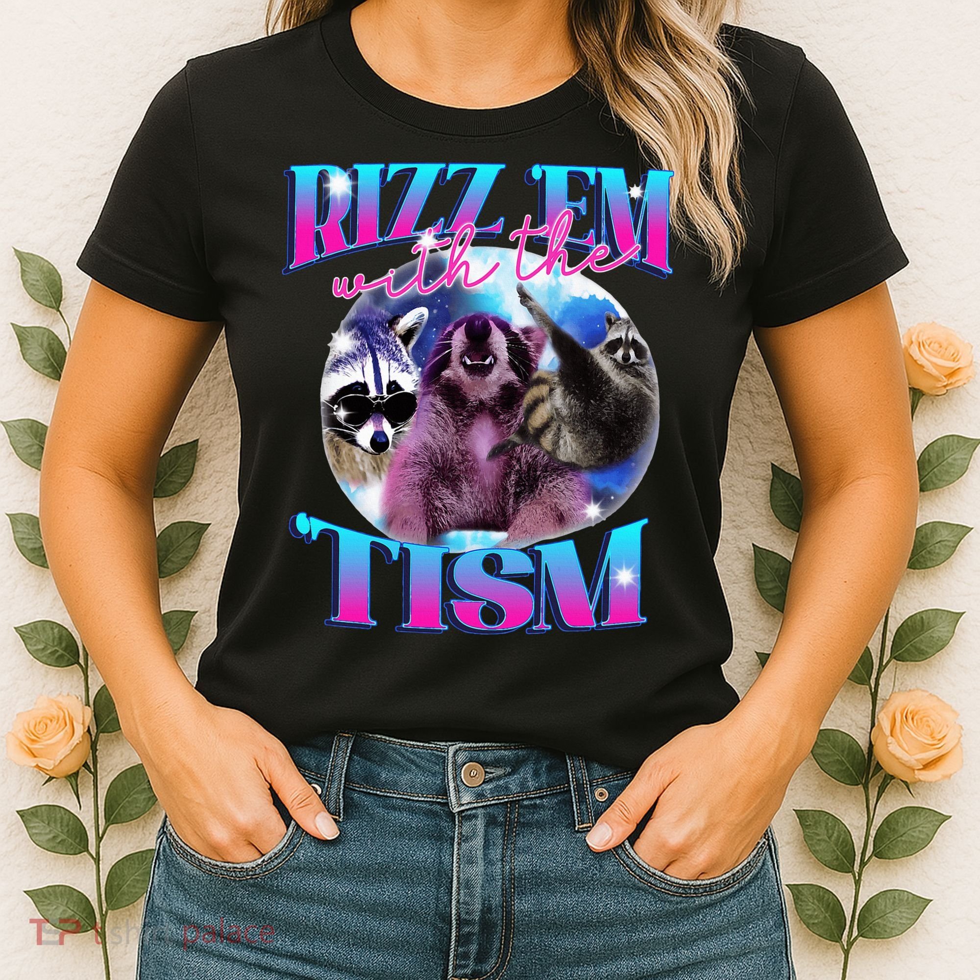 Autism Funny Rizz Em With The Tism Meme Autistic Opossum Women's T-Shirt