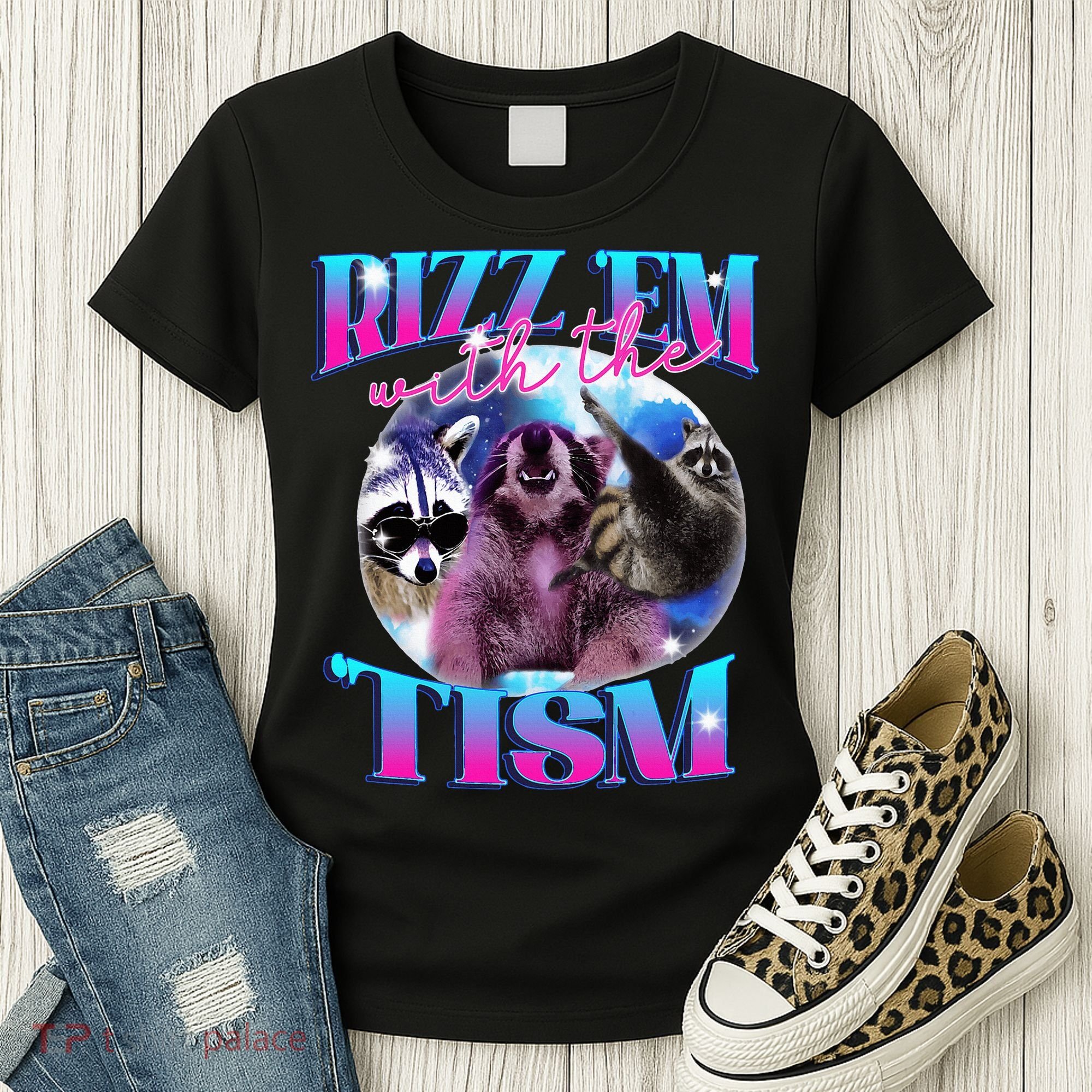 Autism Funny Rizz Em With The Tism Meme Autistic Opossum Women's T-Shirt