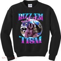 Autism Funny Rizz Em With The Tism Meme Autistic Opossum Kids Sweatshirt thumb 0