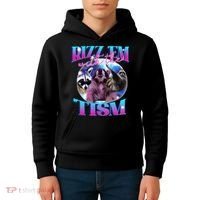 Autism Funny Rizz Em With The Tism Meme Autistic Opossum Kids Hoodie thumb 4