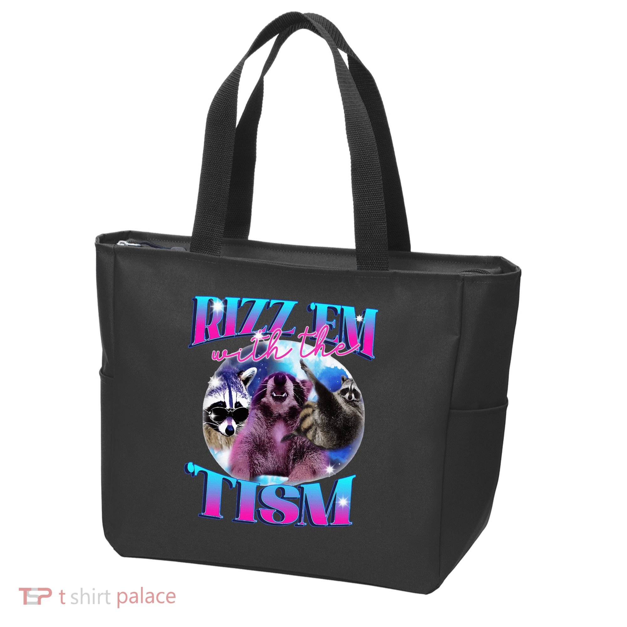 Autism Funny Rizz Em With The Tism Meme Autistic Opossum Tote Bag