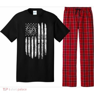 American Flag Roping Horse Lover Funny Gift Cow Vintage Roping Gift Pajama Set