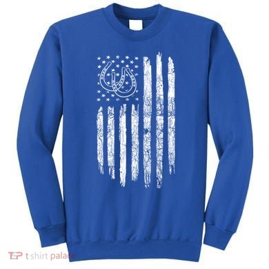 American Flag Roping Horse Lover Funny Gift Cow Vintage Roping Gift Sweatshirt