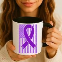 American Flag Ribbon Purple Sarcoidosis Awareness Great Gift Coffee Mug thumb 3