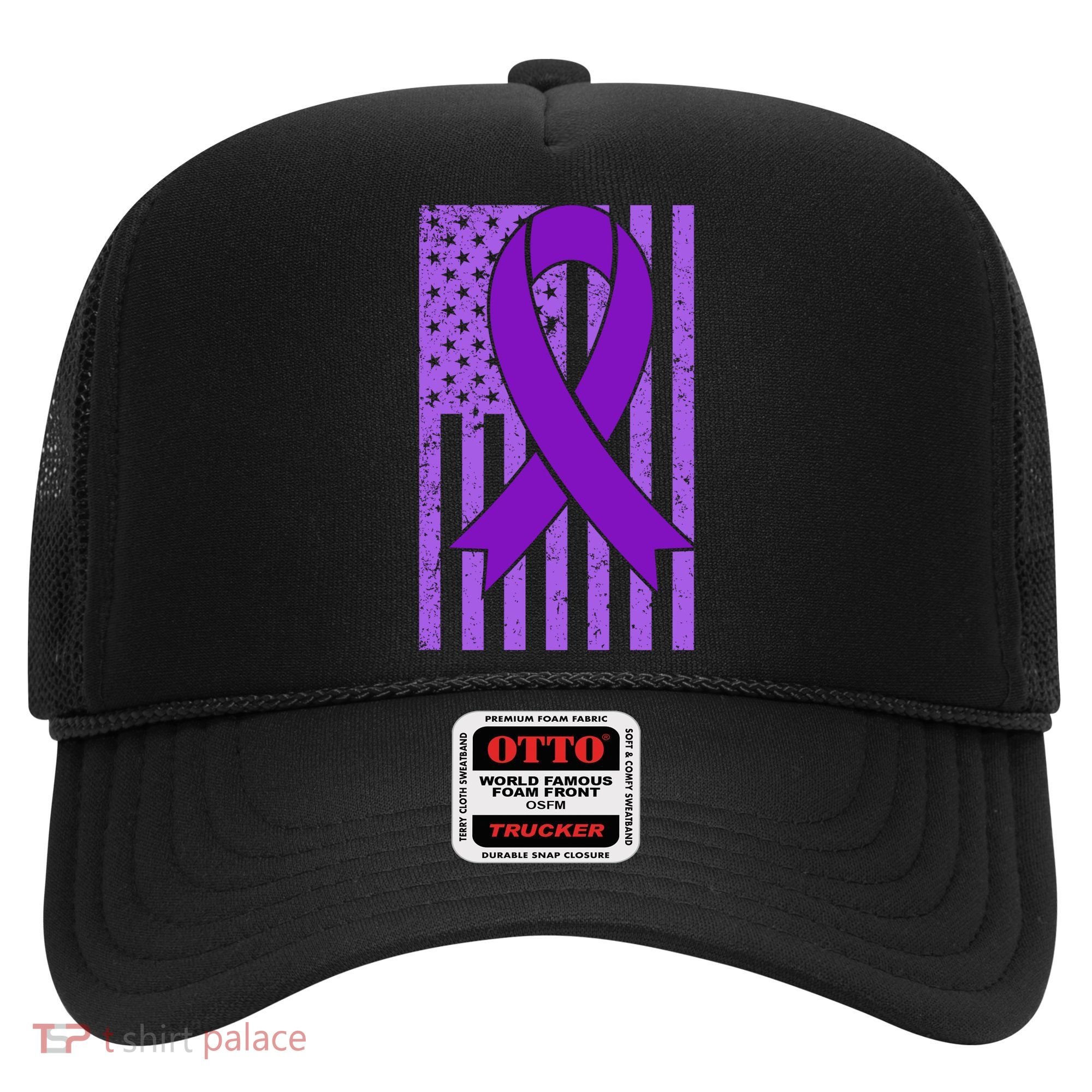 American Flag Ribbon Purple Sarcoidosis Awareness Great Gift Hat