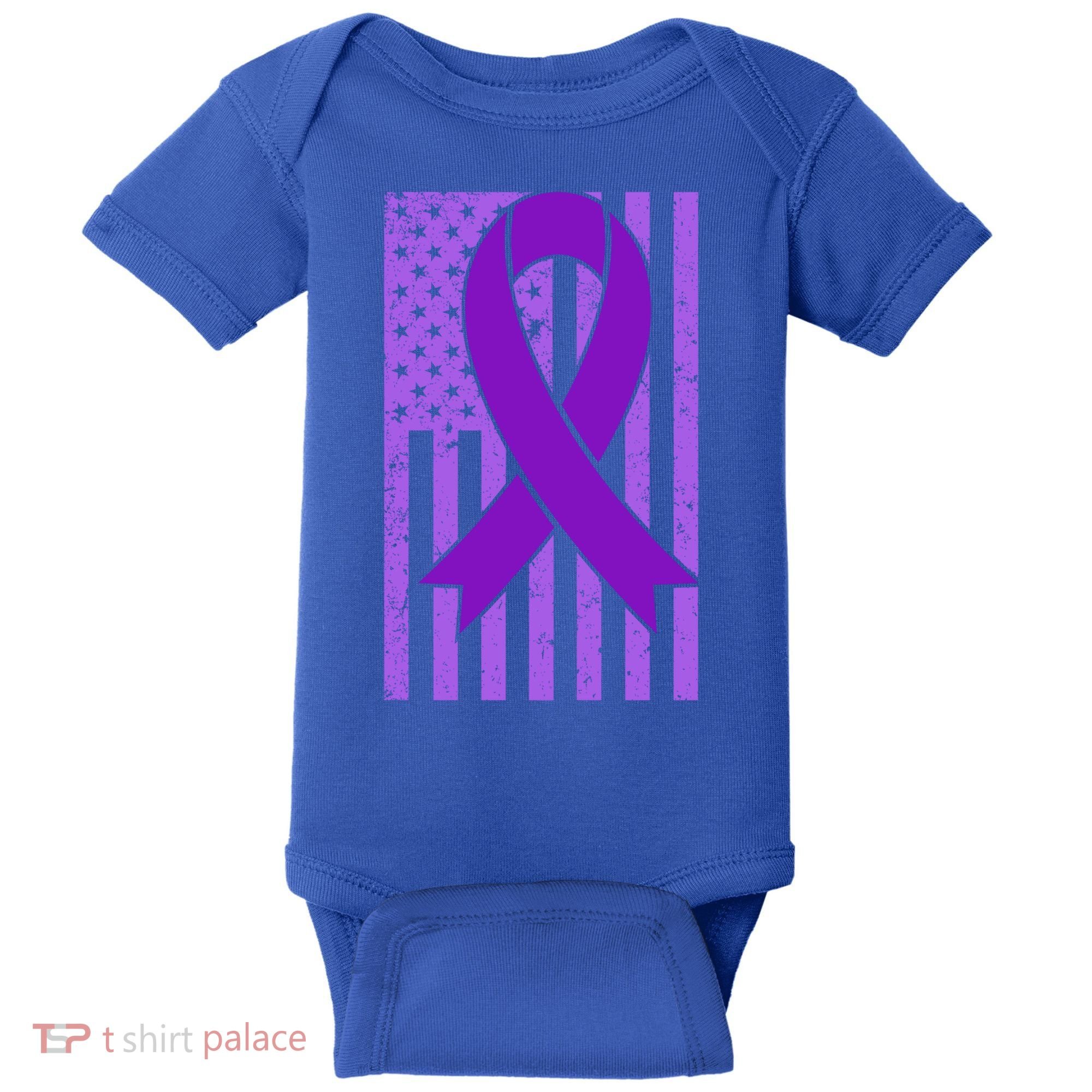 American Flag Ribbon Purple Sarcoidosis Awareness Great Gift Baby Bodysuit