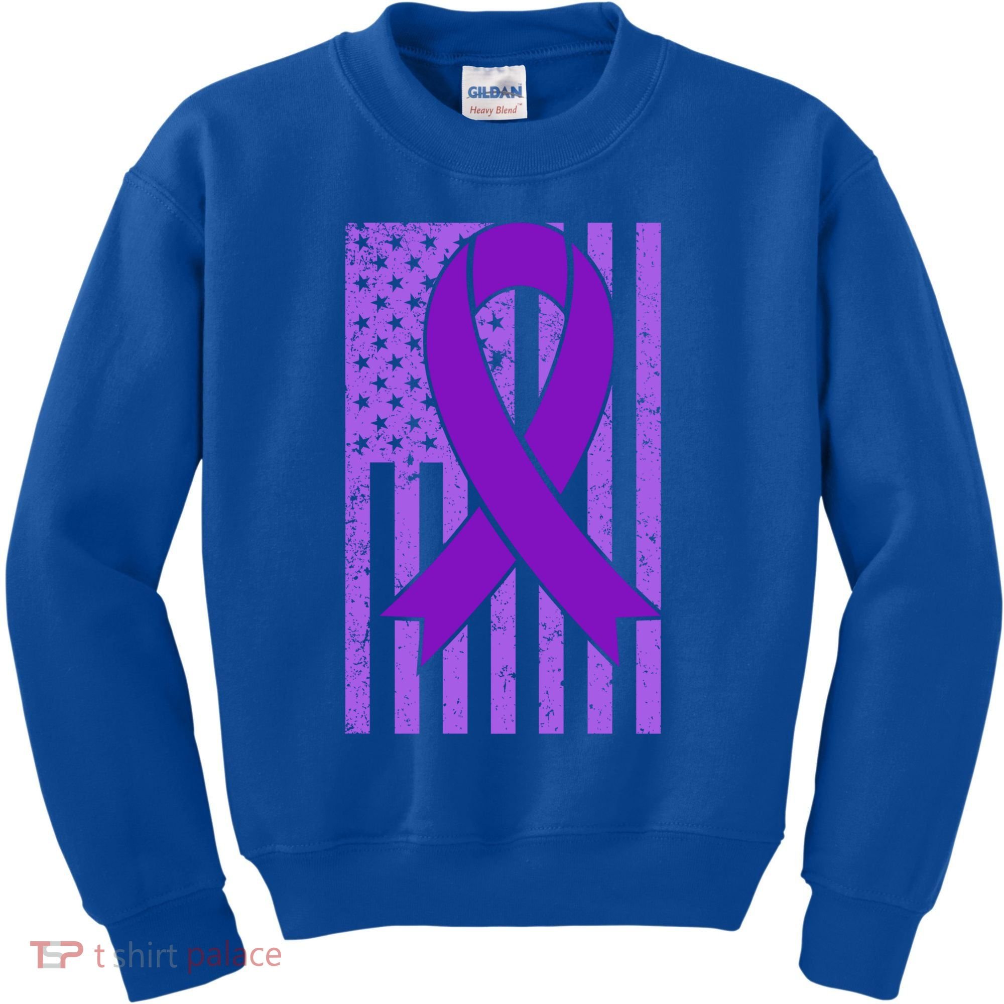American Flag Ribbon Purple Sarcoidosis Awareness Great Gift Kids Sweatshirt
