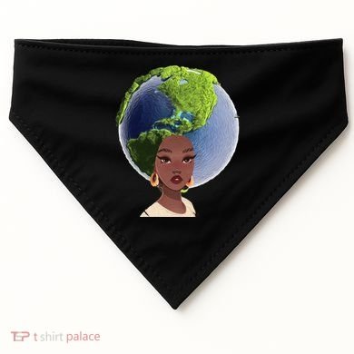 African American Afro World Earth USA-Made Doggie Bandana